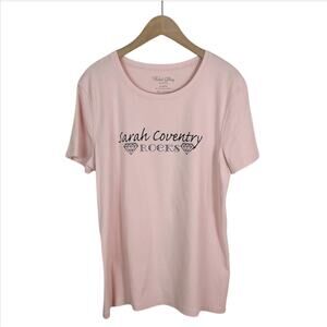 NWOT Light Pink Sarah Coventry Rocks Printed Graphic Tee T-Shirt Size XL